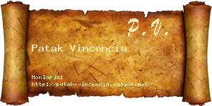 Patak Vincencia névjegykártya